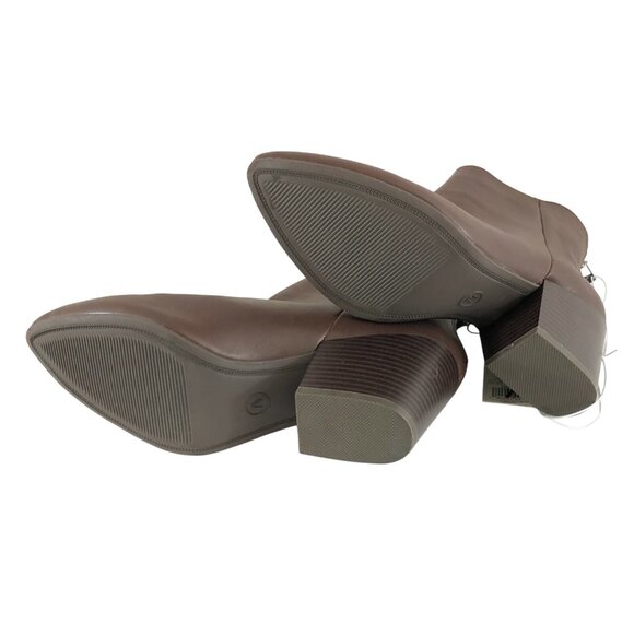 A New Day Womens Bren Ankle Boots Faux Leather Block Heel Pointed Toe Brown 7.5 - Picture 5 of 5